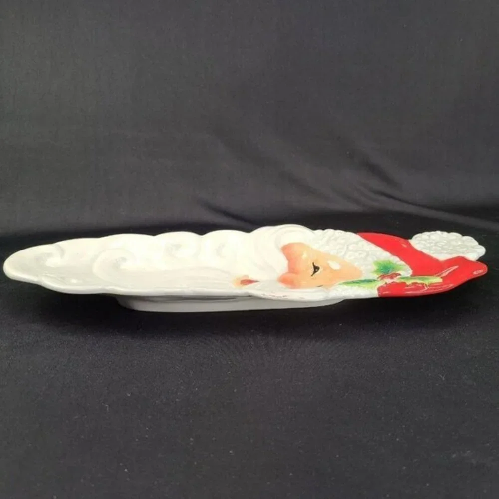 Fitz and Floyd Santa‎ Long Face Snack Therapy Cookie Serving Plate Christmas